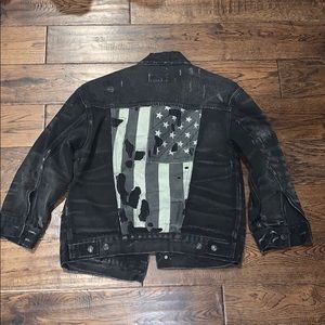 RALPH LAUREN BLACK DISTRESSED DENIM JEAN Jacket